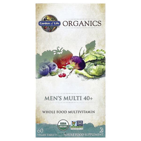 Garden of Life, Organics, Men's Multi 40+, 60 Vegan Tablets
