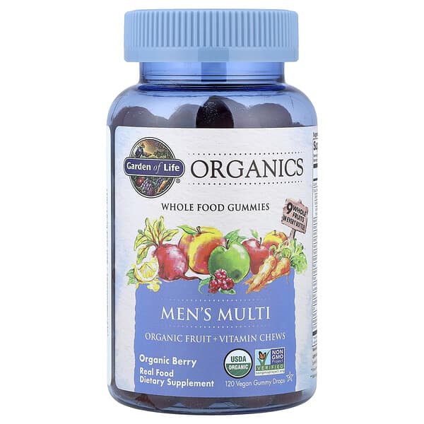 Garden of Life, Organics, Men's Multi Gummies, Organic Berry, 120 Vegan Gummy Drops