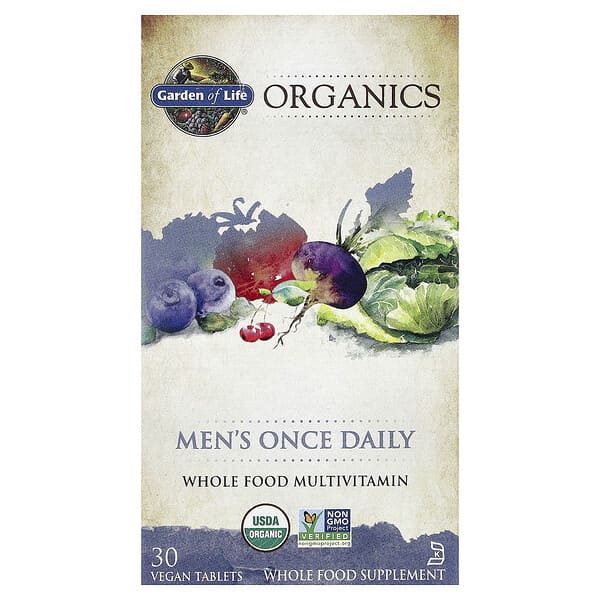 Garden of Life, Organics, Men's Once Daily, 30 Vegan Tablets