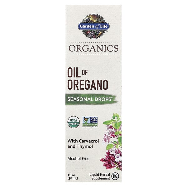 Garden of Life, Organics, Oil of Oregano, Seasonal Drops, Alcohol Free, 1 fl oz (30 ml)