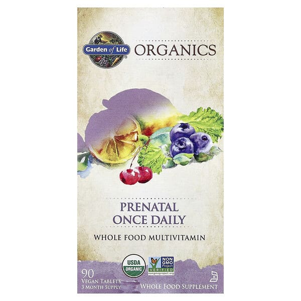 Garden of Life, Organics, Prenatal Once Daily, 90 Vegan Tablets