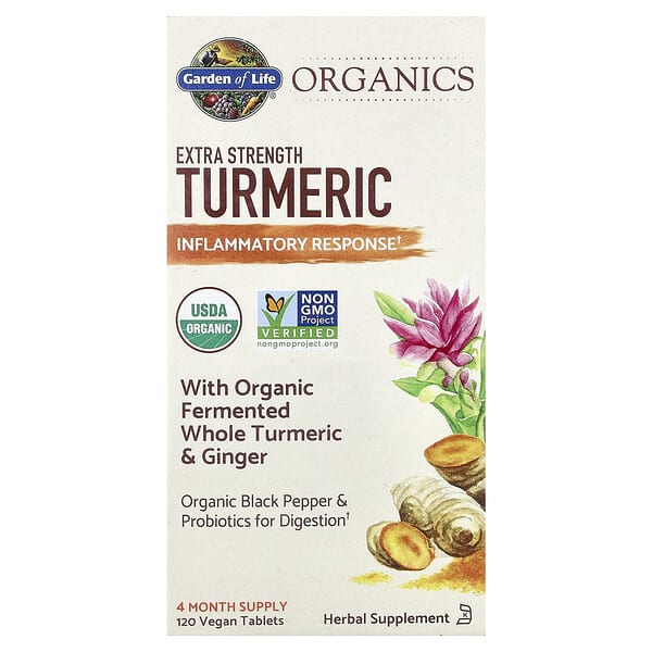 Garden of Life, Organics, Turmeric, Inflammatory Response, 120 Vegan Tablets