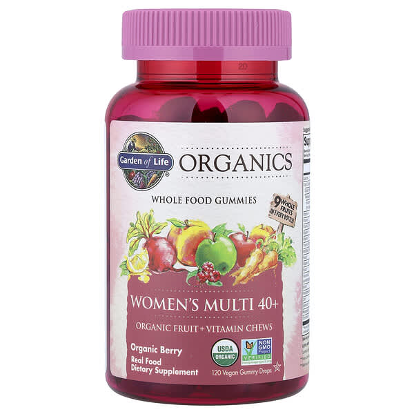 Garden of Life, Organics, Women's Multi 40+ Gummies, Organic Berry, 120 Vegan Gummy Drops