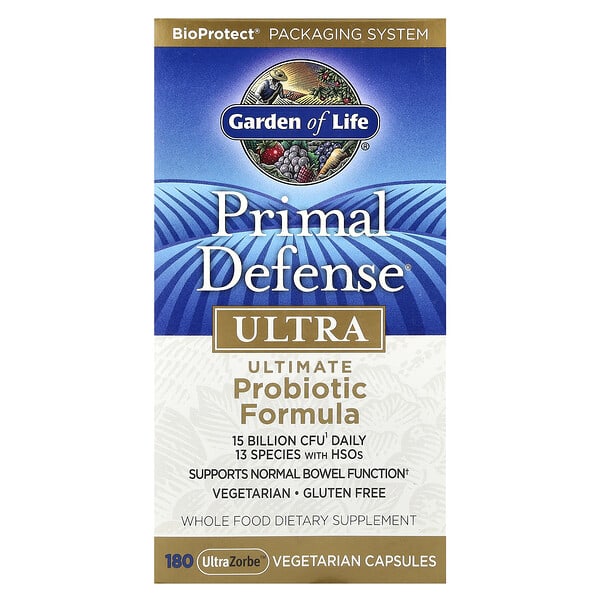 Garden of Life, Primal Defense®, Ultra, Ultimate Probiotic Formula, 180 UltraZorbe™ Vegetarian Capsules