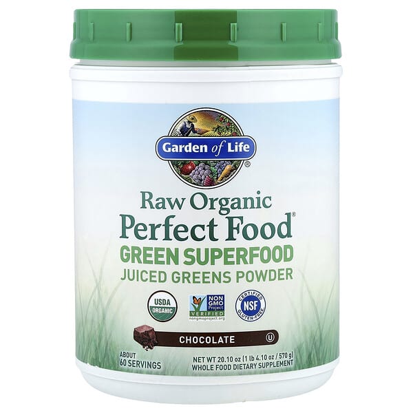 Garden of Life, Raw Organic Perfect Food® Green Super Food, Chocolate, 1 lb 4.10 oz (570 g)