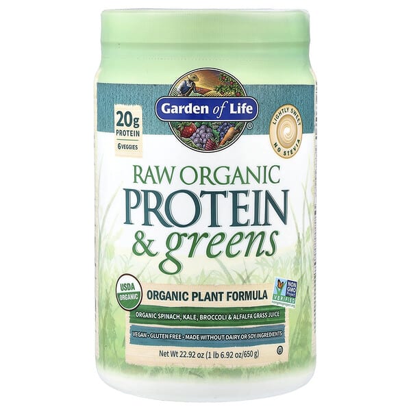 Garden of Life, Raw Organic Protein & Greens, Lightly Sweet, 1 lb 6.92 oz (650 g)