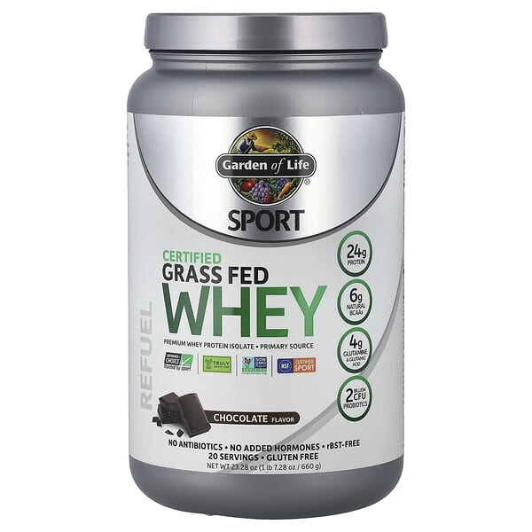 Garden of Life, Sport, Certified Grass Fed Whey, Chocolate, 1 lb 7.28 oz (660 g)