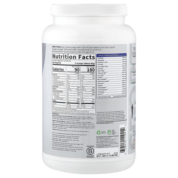 Alternative view of Garden of Life, Sport, Organic Plant-Based Protein, Chocolate, 2 lb 0.17 oz (912 g)