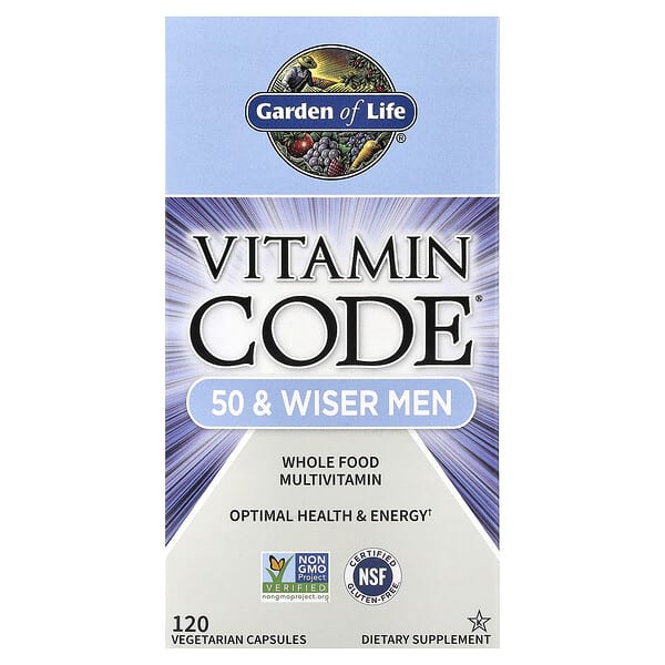 Garden of Life, Vitamin Code®, 50 & Wiser Men, Whole Food Multivitamin, 120 Vegetarian Capsules