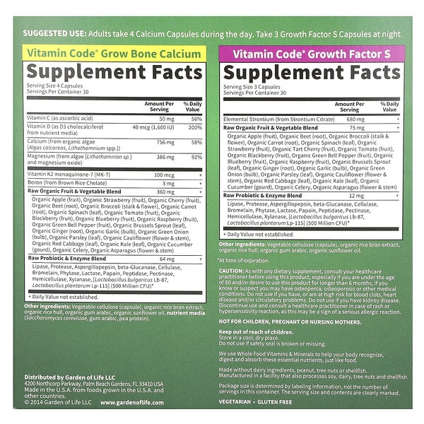 Alternative view of Garden of Life, Vitamin Code, Grow Bone System, 2 Bottles