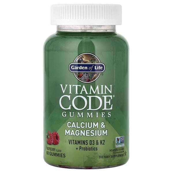 Garden of Life, Vitamin Code® Gummies, Calcium & Magnesium, Raspberry, 60 Gummies
