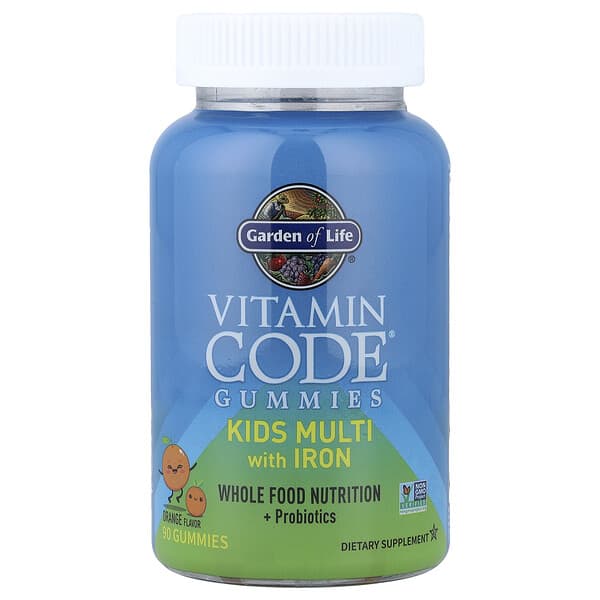 Garden of Life, Vitamin Code® Gummies, Kids Multi with Iron, Orange, 90 Gummies