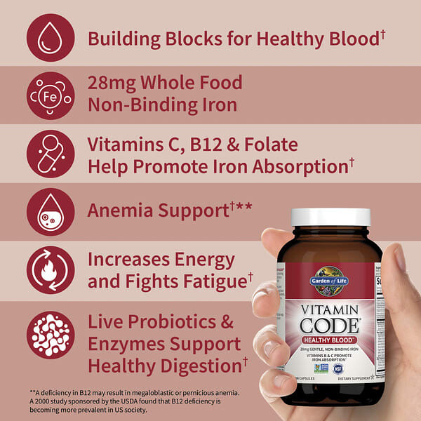 Alternative view of Garden of Life, Vitamin Code®, Healthy Blood™, 60 Vegan Capsules