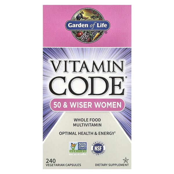 Garden of Life, Vitamin Code®, Whole Food Multivitamin for Women, 50 +, 240 Vegetarian Capsules
