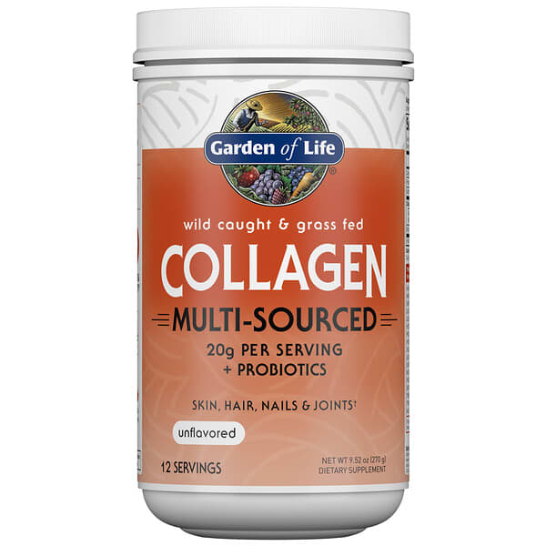 Garden of Life, Wild Caught & Grass Fed Collagen, Multi-Sourced, Unflavored, 9.52 oz (270 g)