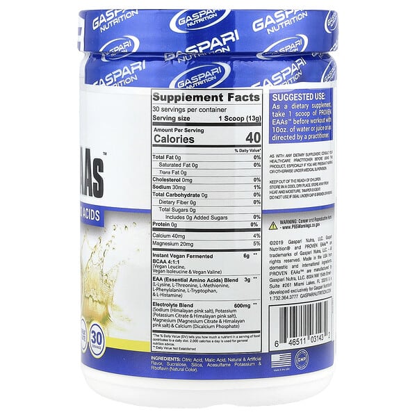 Alternative view of Gaspari Nutrition, Proven EAAs™, Lemon Ice, 13.75 oz (390 g)