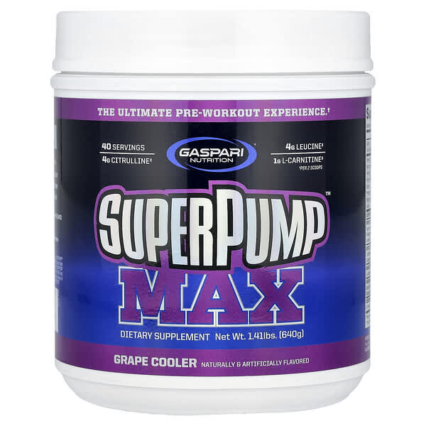 Gaspari Nutrition, SuperPump™ Max, Grape Cooler, 1.41 lbs (640 g)