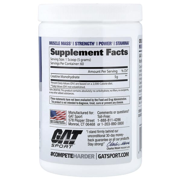 Alternative view of GAT, Creatine, Unflavored, 10.58 oz (300 g)