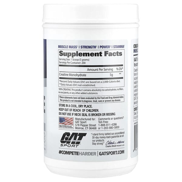 Alternative view of GAT, Sport, Essentials, Creatine Powder, Unflavored, 35.3 oz (1 kg)