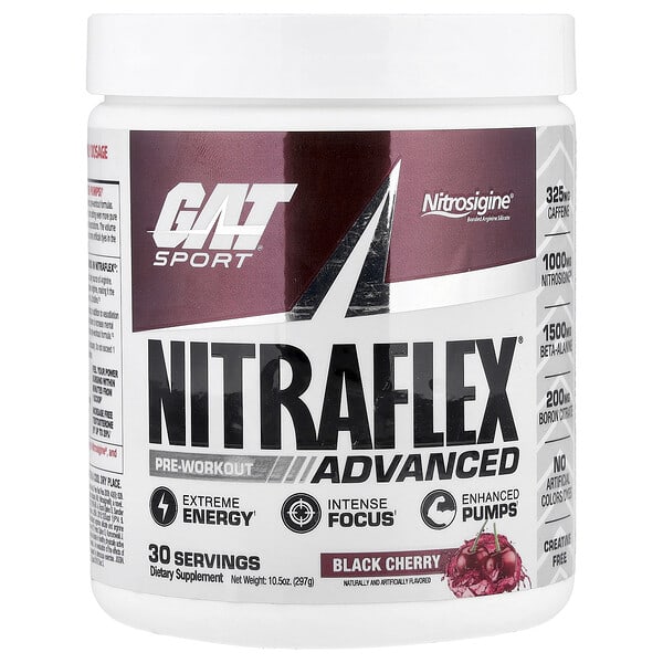 GAT, Sport, NITRAFLEX® Advanced, Pre-Workout, Black Cherry, 10.5 oz (297 g)