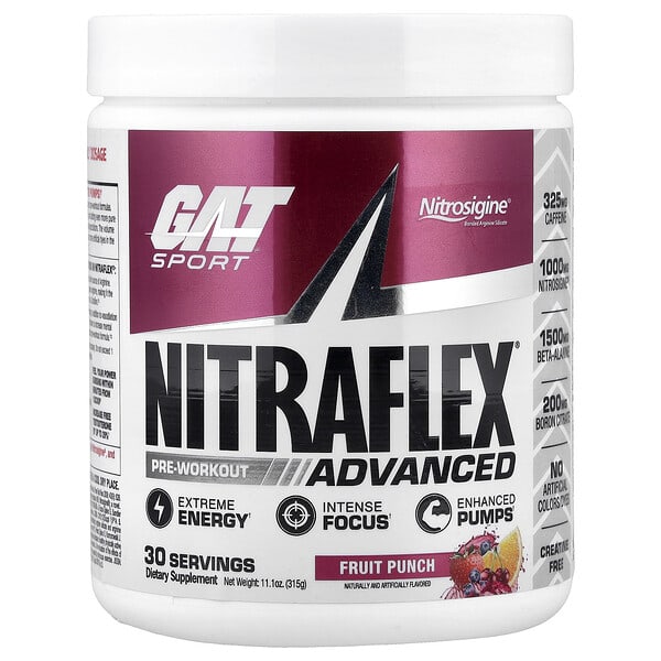 GAT, Sport, NITRAFLEX® Advanced, Pre-Workout, Fruit Punch, 11.1 oz (315 g)