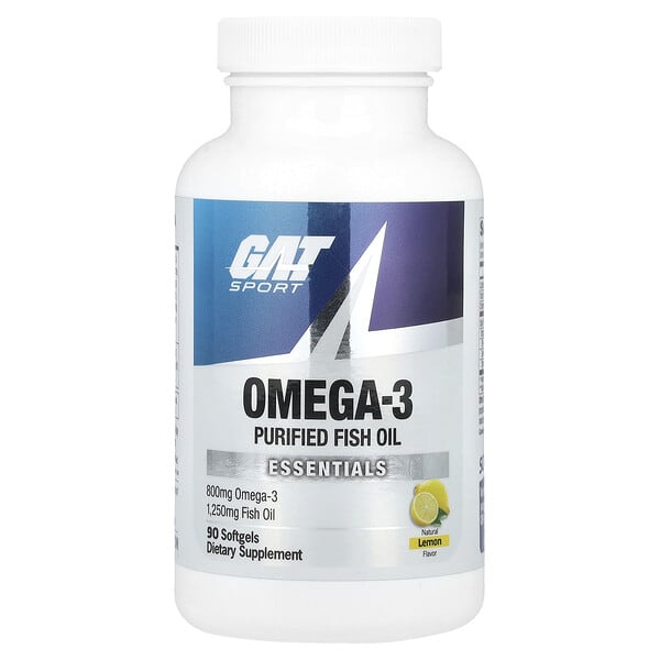 GAT, Sport, Omega-3, Natural Lemon, 90 Softgels