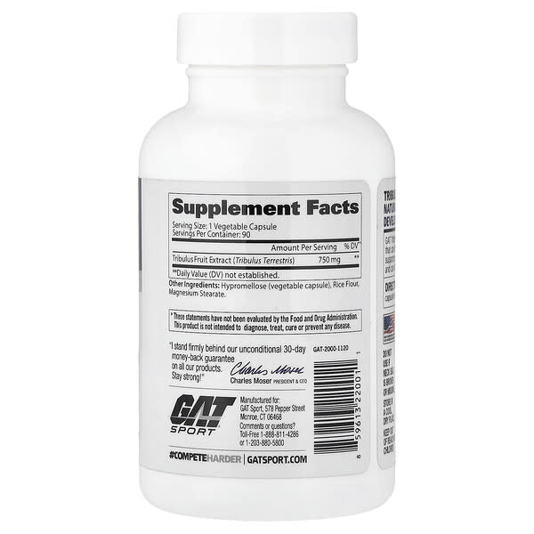 Alternative view of GAT, Tribulus, Men's Performance Enhancer, 90 Veg Capsules (750 mg per Capsule)