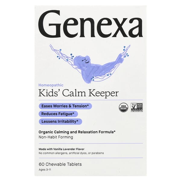 Genexa, Kids´ Calm Keeper, Ages 3-11, Vanilla & Lavender, 60 Chewable Tablets 2 Genexa, Kids´ Calm Keeper, Ages 3-11, Vanilla & Lavender, 60 Chewable Tablets