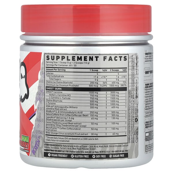 Alternative view of Ghost, Burn, Kiwi Strawberry, 10.6 oz (300 g)