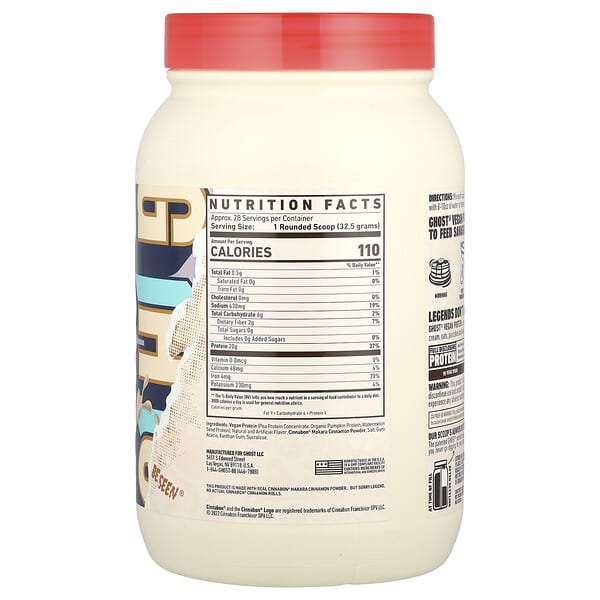 Alternative view of Ghost, Vegan Protein, Cinnabon®, 2 lb (910 g)