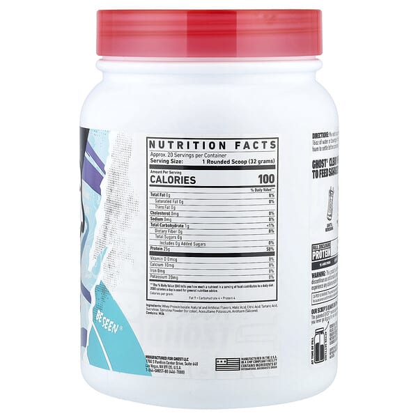 Alternative view of Ghost, Whey, Clear Protein Isolate, Blue Raspberry, 1.4 lb (640 g)