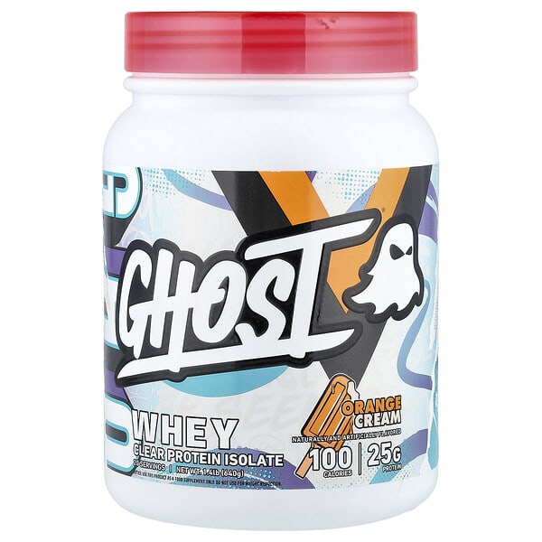Ghost, Whey, Clear Protein Isolate, Orange Cream, 1.4 lb (640 g)