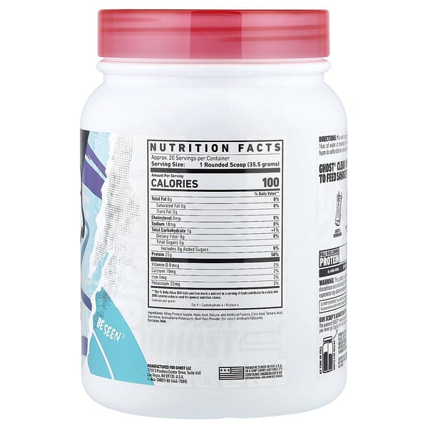 Alternative view of Ghost, Whey, Clear Protein Isolate, Strawberry Watermelon, 1.57 lb (710 g)