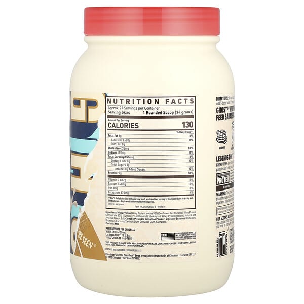 Alternative view of Ghost, Whey Protein, Cinnabon®, 2 lb (918 g)