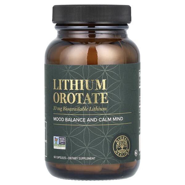 Global Healing, Lithium Orotate, 60 Capsules (10 mg per Capsule)