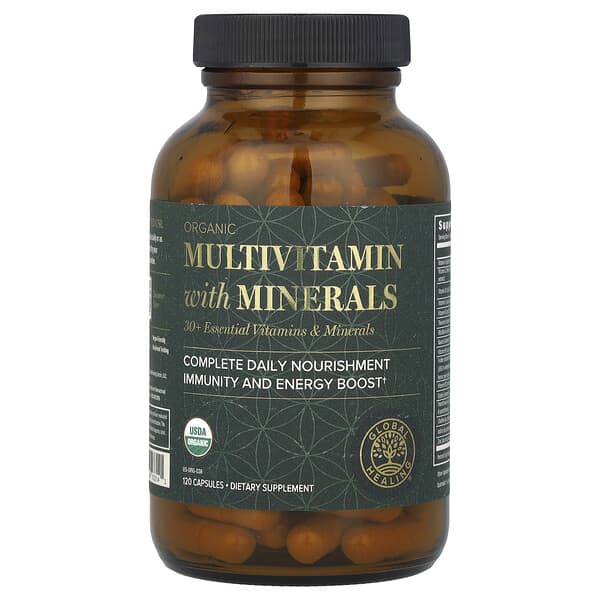 Global Healing, Organic Multivitamin with Minerals, 120 Capsules