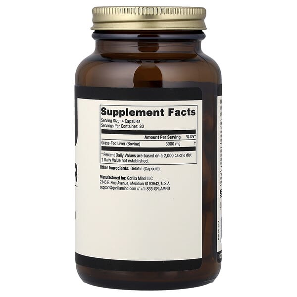 Alternative view of Gorilla Mind, Beef Liver, 750 mg, 120 Capsules