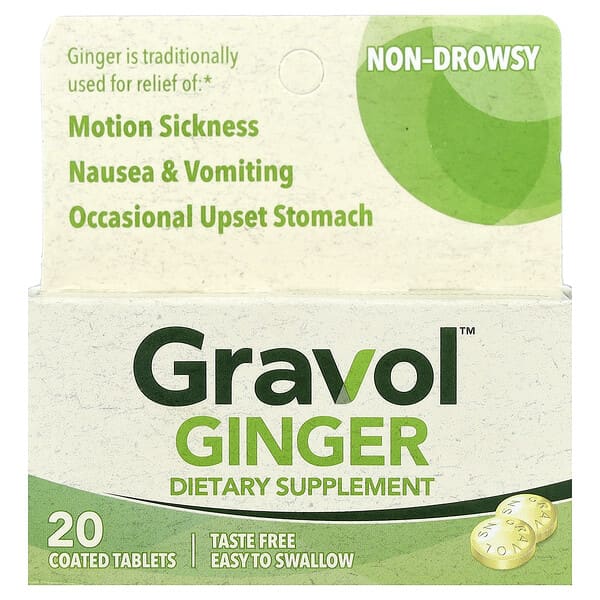 Gravol, Ginger, 20 Coated Tablets