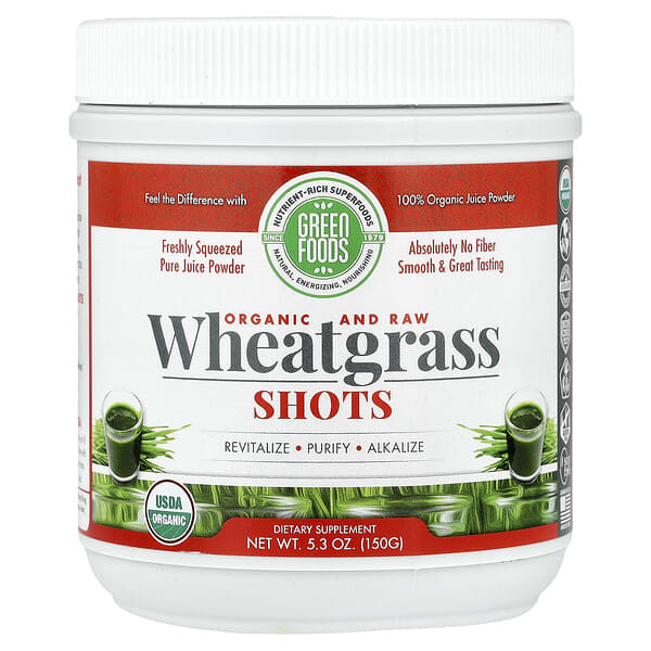 Green Foods, Organic and Raw Wheatgrass Shots, 5.3 oz (150 g)