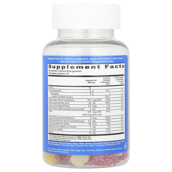 Alternative view of GummiKing, Multi Vitamin + Mineral Gummies for Kids, Strawberry, Orange, Lemon, Grape, Cherry and Grapefruit, 60 Gummies