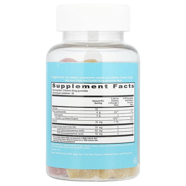 Alternative view of GummiKing, Omega-3 DHA + EPA for Kids, Strawberry, Orange and Lemon, 60 Gummies (35 mg per Gummy)