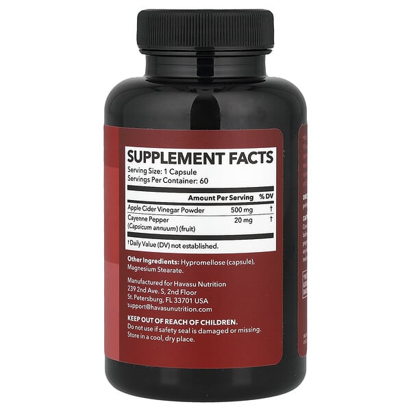 Alternative view of Havasu Nutrition, Apple Cider Vinegar + Cayenne Pepper , 60 Capsules
