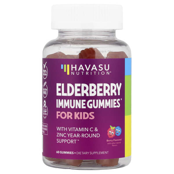 Havasu Nutrition, Elderberry Immune Gummies For Kids, Berry, 60 Gummies