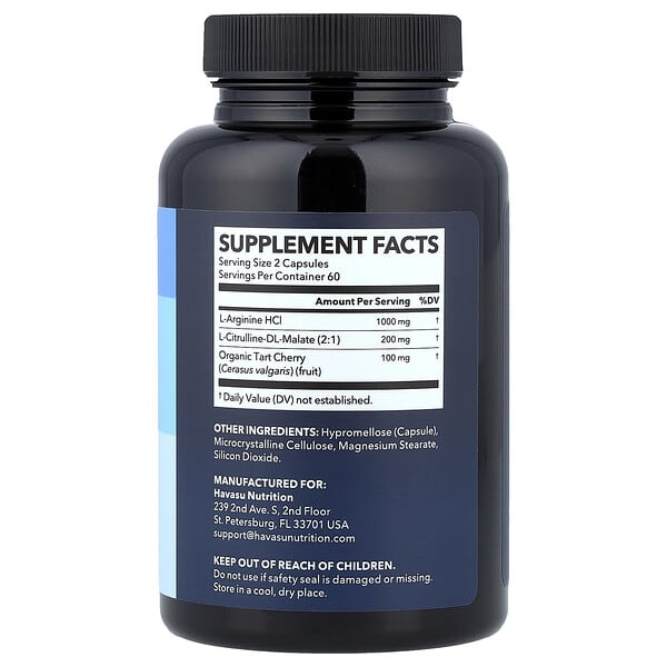 Alternative view of Havasu Nutrition, L-Arginine + L-Citrulline Amino Acid, 120 Capsules