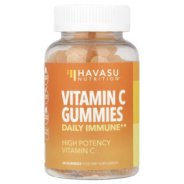 Havasu Nutrition, Vitamin C Gummies, Daily Immune+, Orange, 60 Gummies