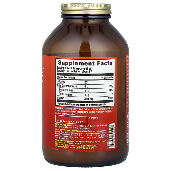 Alternative view of HealthForce Superfoods, Truly Natural™ Vitamin C, 14.1 oz (400 g)