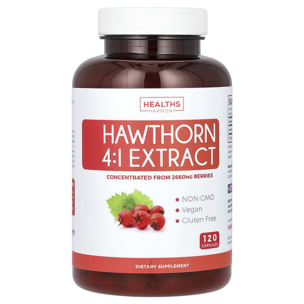 Healths Harmony, Hawthorn 4:1 Extract, 120 Capsules (665 mg per Capsule)