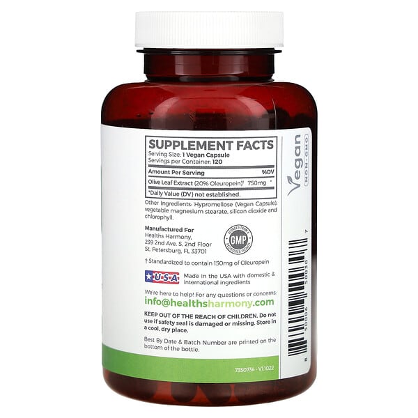 Alternative view of Healths Harmony, Olive Leaf, 750 mg, 120 Capsules