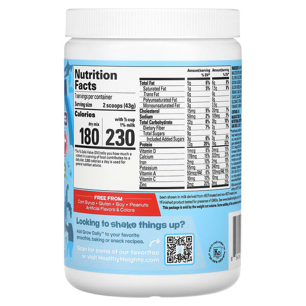 Alternative view of Healthy Heights, Grow Daily, Whey Protein & Nutrition Mix, For Kids 3+, Vanilla, 10.6 oz (301 g)