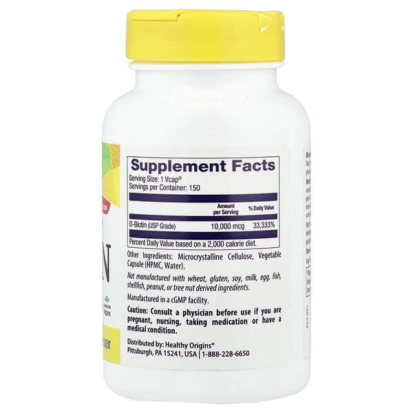 Alternative view of Healthy Origins, Biotin, 10,000 mcg, 150 Vcaps®